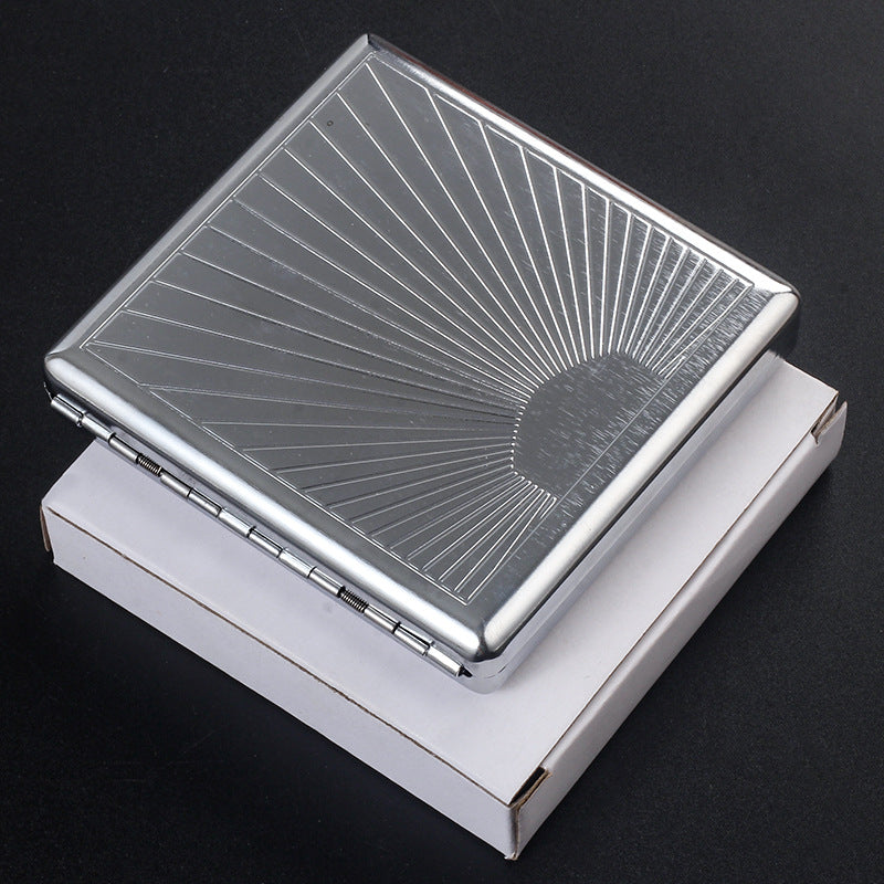 Men's 20 Pack Steel Cigarette Case, Stress Resistant, Silver Gray