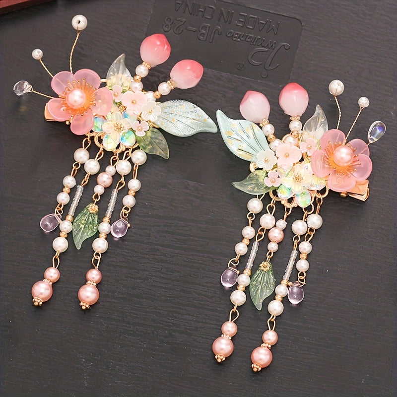 Flower Hair Clip With Pendant Costume Accessori
