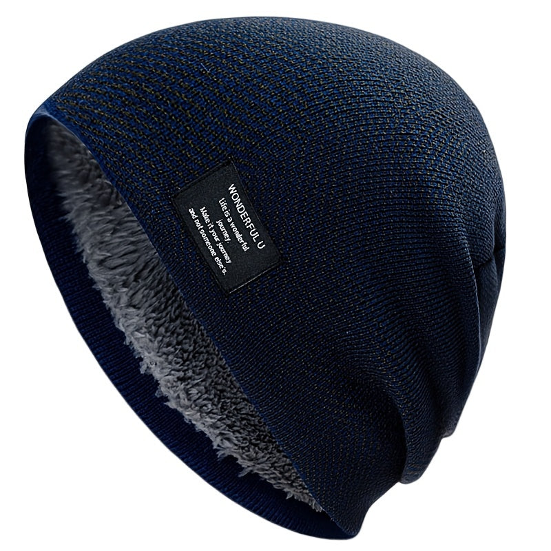 Plus Velvet Knitted Beanie Winter Outdoor Windproof Hat