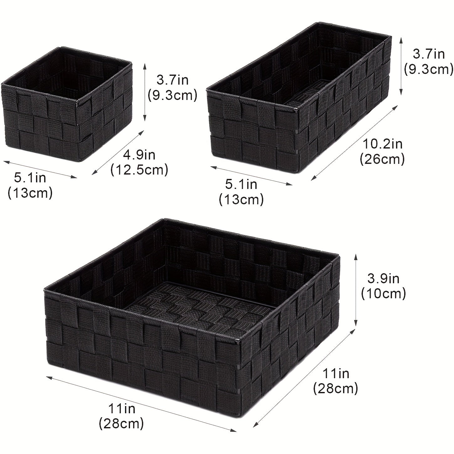 Stylish Small Woven Storage Baskets Set of 3