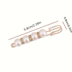 2Pcs Faux Pearl Waist Buckle Set Adjustable Jeans Pin Brooch Pants Buckle