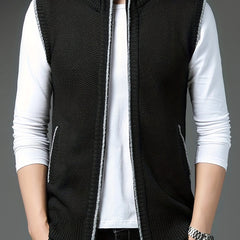 Vintage Style Stand Collar Zip Up Cardigan Vest