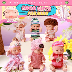 6pcs 4 Inch Mini Reborn Baby Dolls Easter Gift Realistic Doll with Clothes Set