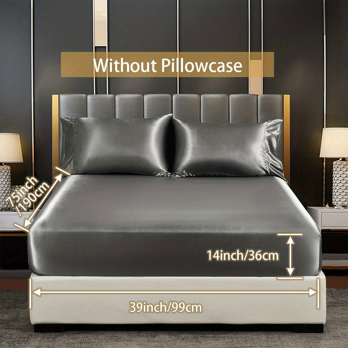 Soft Silky Satin Fitted Sheet for Bedroom, No Pillowcase
