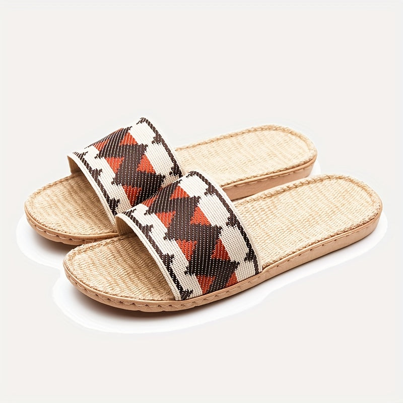 Women's Linen Fabric Slippers Indoor Lightweight Non Slip Slippers