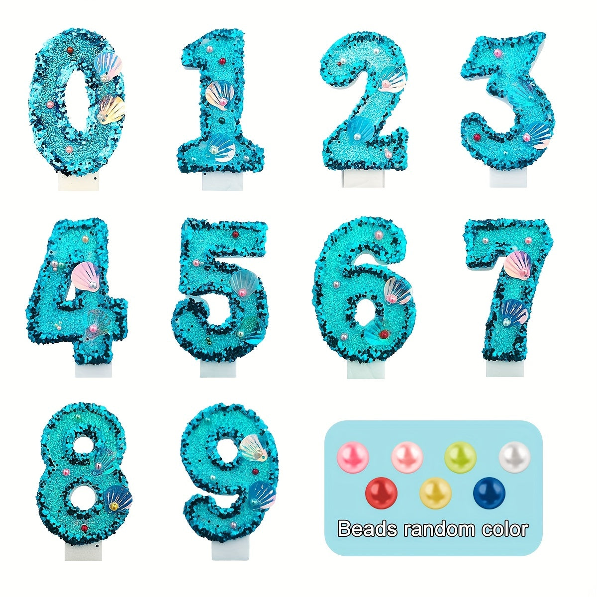 Glitter Shell Number 0-9 Birthday Candle for Sea Theme Parties