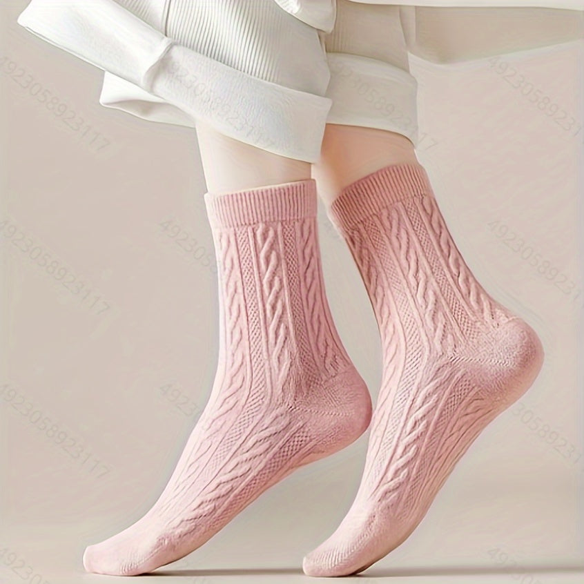 8 Pairs Twist Textured Mid Tube Socks Women's Stockings & Hosiery