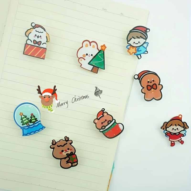 8pcs Christmas Cartoon Brooch For Boys