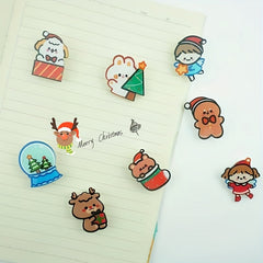 8pcs Christmas Cartoon Brooch For Boys