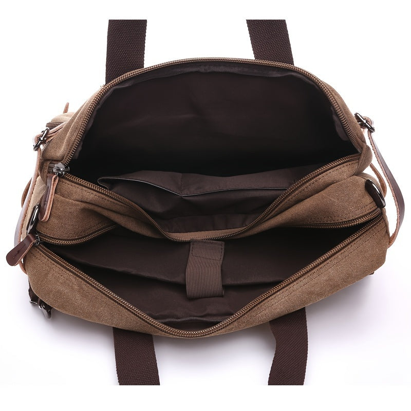 Canvas Laptop Bag with Laptop Compartment & Adjustable Shoulder Strap