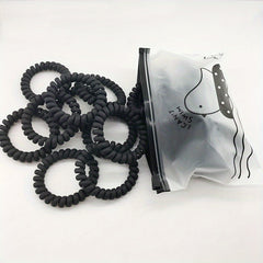 10pcs Spiral Hair Tie Holographic Hair Rope Elastic Hair Ring Y2K