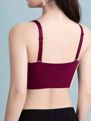 Lace Flower Full Coverage Push Up Sports Bra Wirefree V Neck
