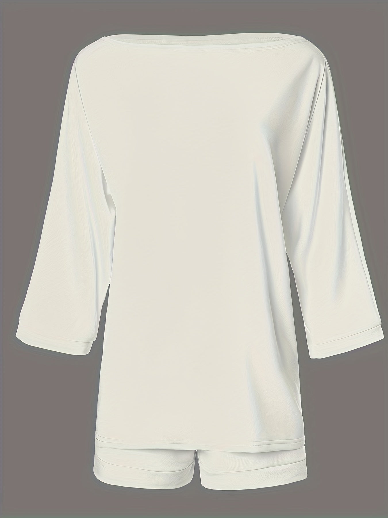 Women's Plus Solid One Shoulder Tee & Shorts Outfit Set