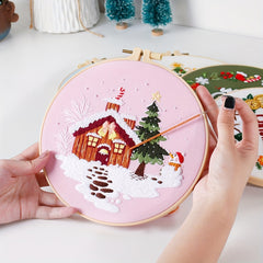 5pcs Embroidery Kit Merry Christmas DIY Adult Beginner Hoop 20 07 Cm