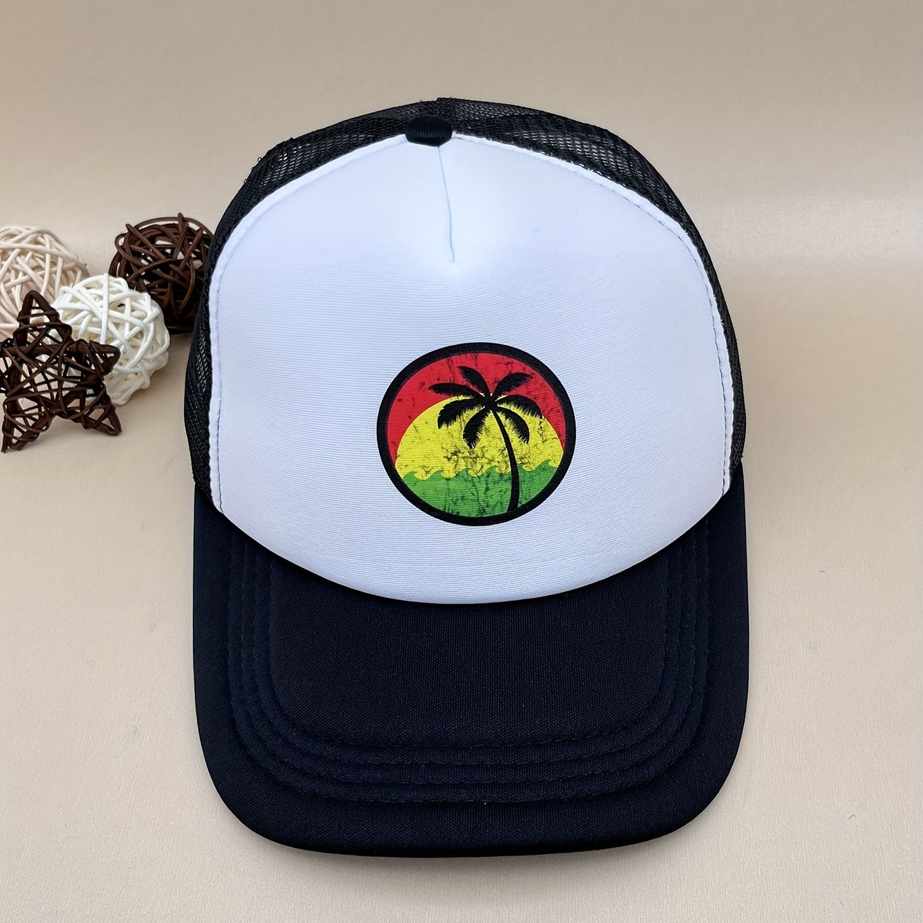 Adjustable Coconut Tree Pattern Baseball Cap for Outdoor Sport