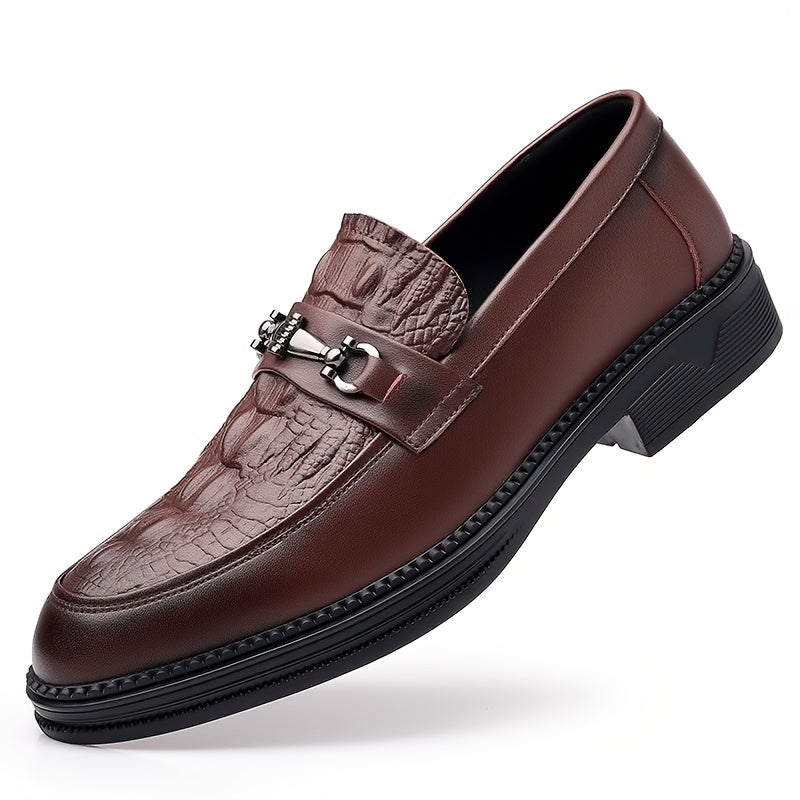 Crocodile Embossed Pointed Top Formal Dress Shoes for Wedding Business