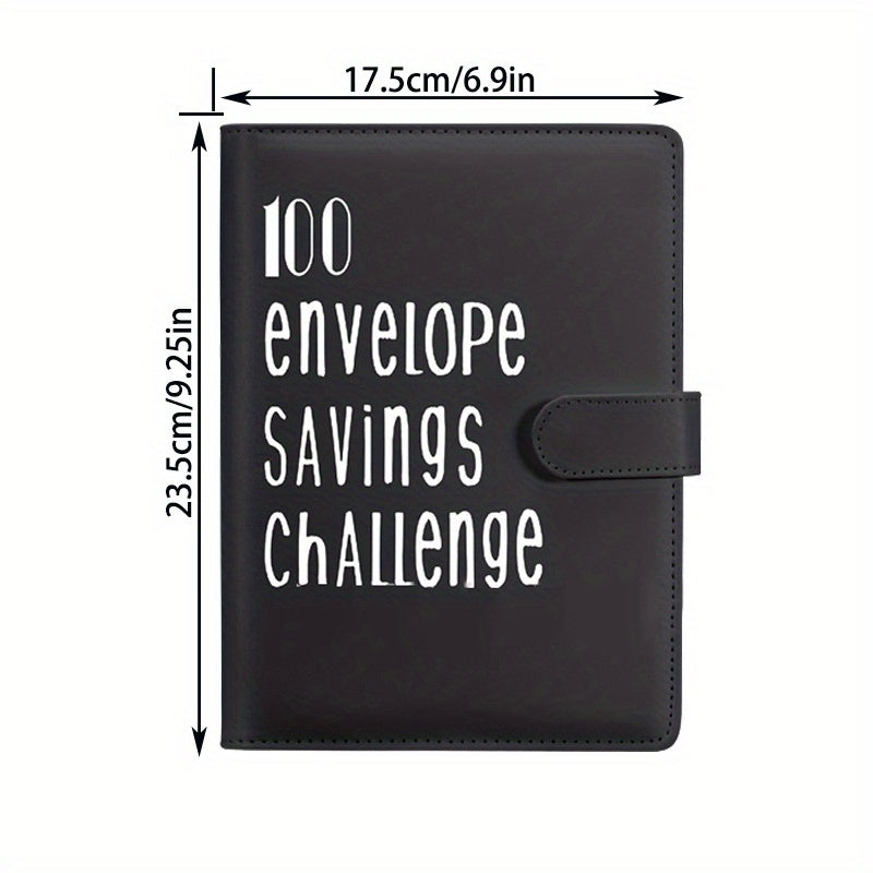 A5 PU Leather 100 Envelopes Challenge Binder Book Cash Envelope Budget Planner