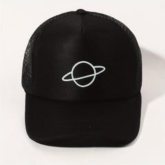 Planet Print Trucker Hat Mesh Breathable Baseball Cap Lightweight Casual Dad Hat