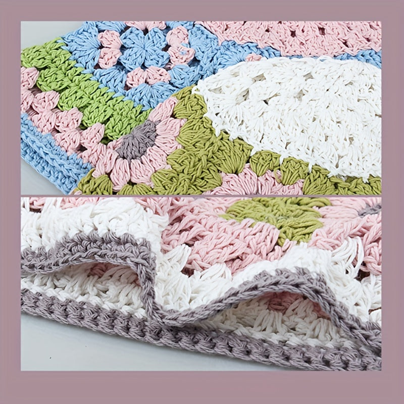 Hollow Crochet Bucket Hat Breathable Sunshade Basin Hat for Women