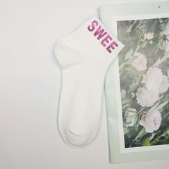 5 Pairs Letter Pattern Socks Crew Short Socks Women's Stockin