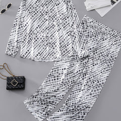  Print Long Sleeve Shirt & Pants Set