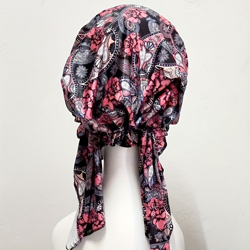 Vintage Tie Dye Print Turban Cap Boho Head Wraps Elastic Headscarf Women