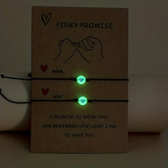 Luminous Beaded Bracelet Set with Heart Pattern for Couples