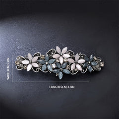 Rhinestone Flower Hair Barrettes Glitter Sparkle Fancy Clips Vintage Accessories