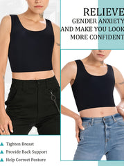 Eyelet Crop Tank Top Breathable Crew Neck Tank