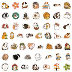 50pcs Guinea Pig Vinyl Stickers for Scrapbooking Diaries Water Bottles