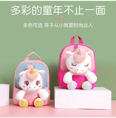 3D Unicorn Plush Toy Children Backpack - Kindergarten School Bags