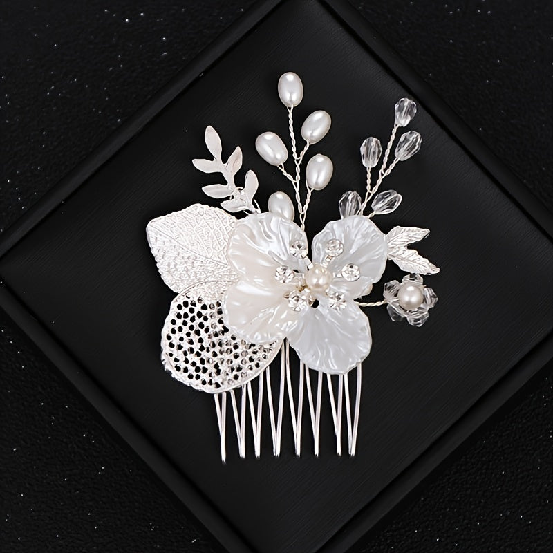 Silver Pearl Crystal Bridal Hair Comb Wedding Accessories