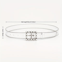 Faux Pearl Buckle Y2K Belt Beads Decor Transparent PVC Beaded Edge Belt