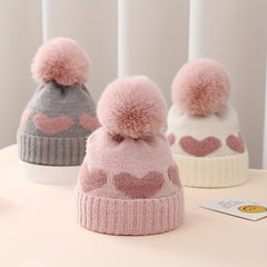Winter Baby Hat Jacquard Love Knitted Hat Double Layer Thickened Beanie Hat