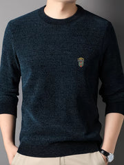 Vintage Style Loose Fit Sweater Men's Casual Crew Neck Pullover