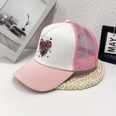 Butterfly Heart Print Trucker Hat Mesh Cartoon Baseball Cap