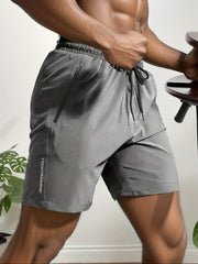 Quick Dry Comfy Men's Casual Zip Pockets Stretch Waist Drawstring Shorts
