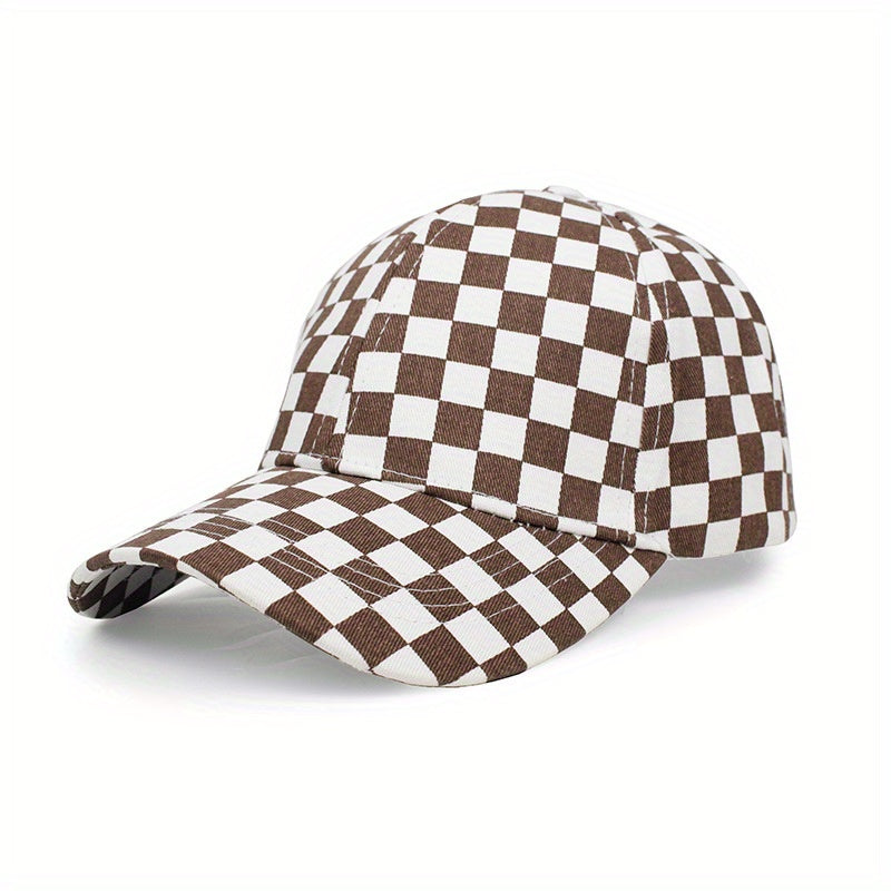 Men's Checkerboard Baseball Cap Soft Top Summer Sun Hat