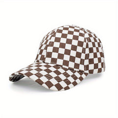 Men's Checkerboard Baseball Cap Soft Top Summer Sun Hat