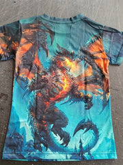 Boys Dragon Graphic T Shirt 3D Print Crew Neck Short Sleeves