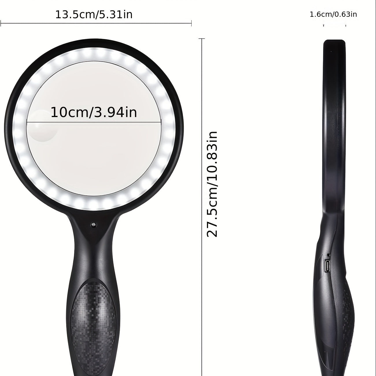 Handheld Magnifying Glass with Light USB Charging Cable