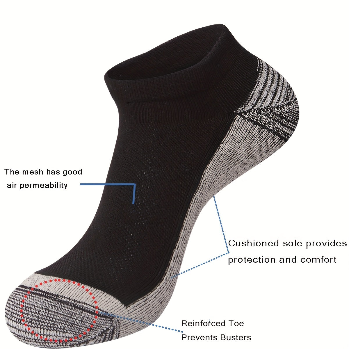 6 Pairs Men's Casual Shock Absorb Breathable Socks for Outdoor Training
