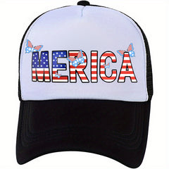 Hip Hop Butterfly Trucker Hat American Flag Pattern Baseball Cap Casual Dad Hat