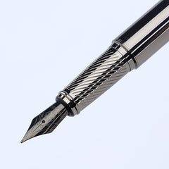 Silver Grey Fountain Pen 0.5MM Metal Pen with Ink Blotter