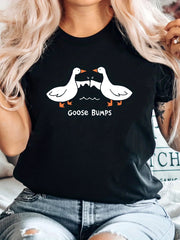 Women's Crew Neck T-Shirt with Goose Bump Pattern