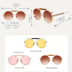Men's Round Frame UV Protection Sunglasses for Holiday Outdoor Beach Travel