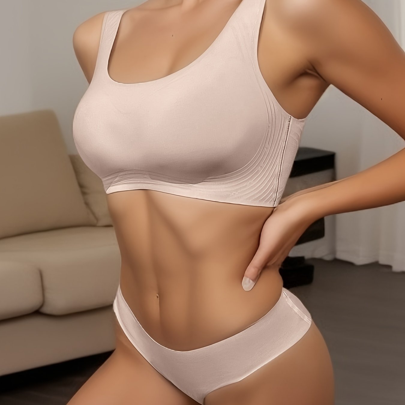 Solid Bra & Panties Set Full Coverage & Cut Out Lingerie Women's Underwear