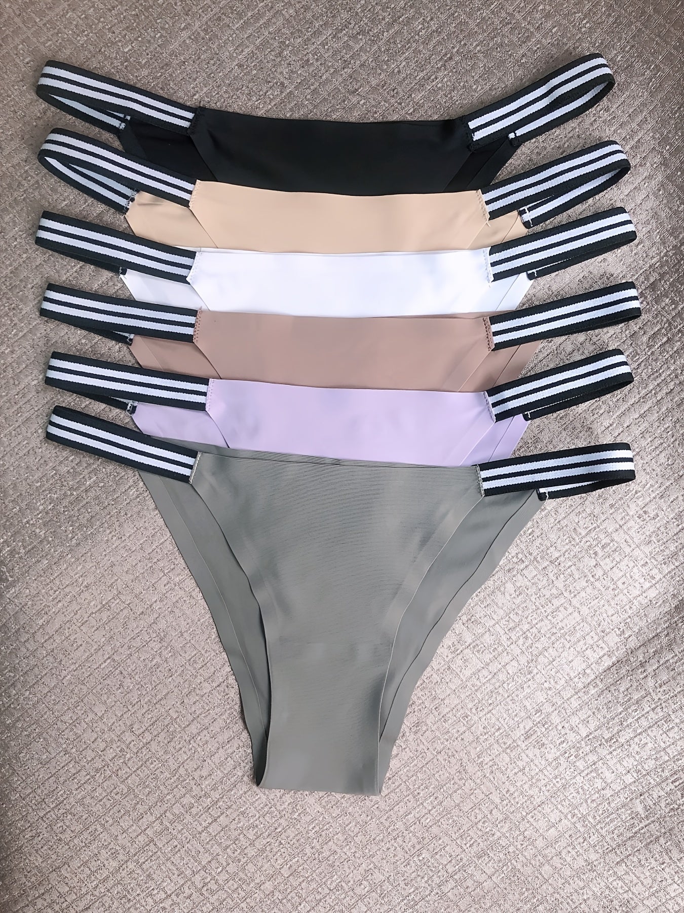6 Pcs Women's Low Waist Bikini Panties Seamless High Elastic Lingerie
