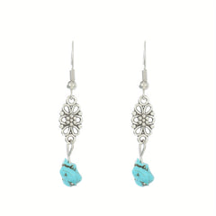 Turquoise Bohemian Hook Earrings Silver Plated Jewelry