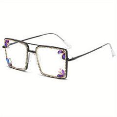 Metal Sunglasses Rhinestone Gradient Glasses UV400